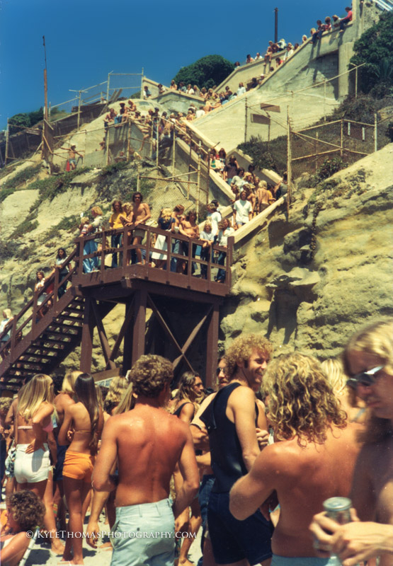 The old Stonesteps beach stairs, Encinitas, 1975