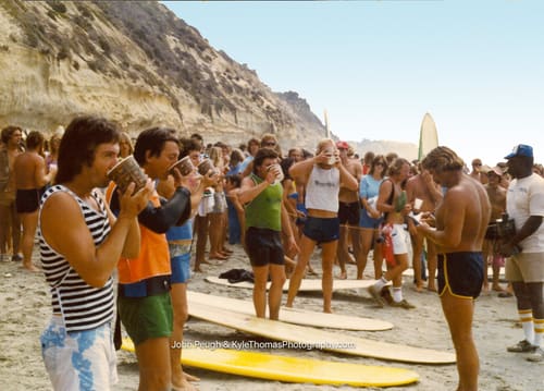 The crowd down at the water's edge