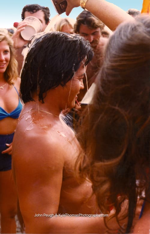 Wet hair in the crowd