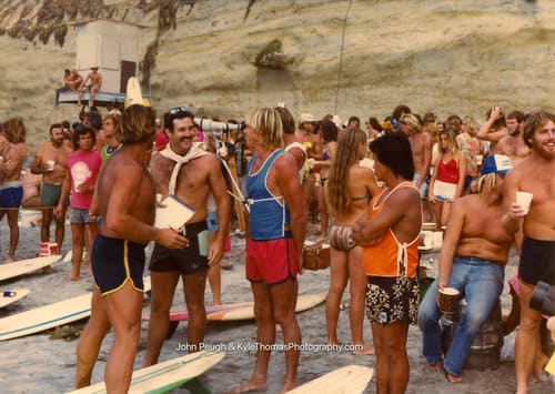 Boards and cups under the bluff