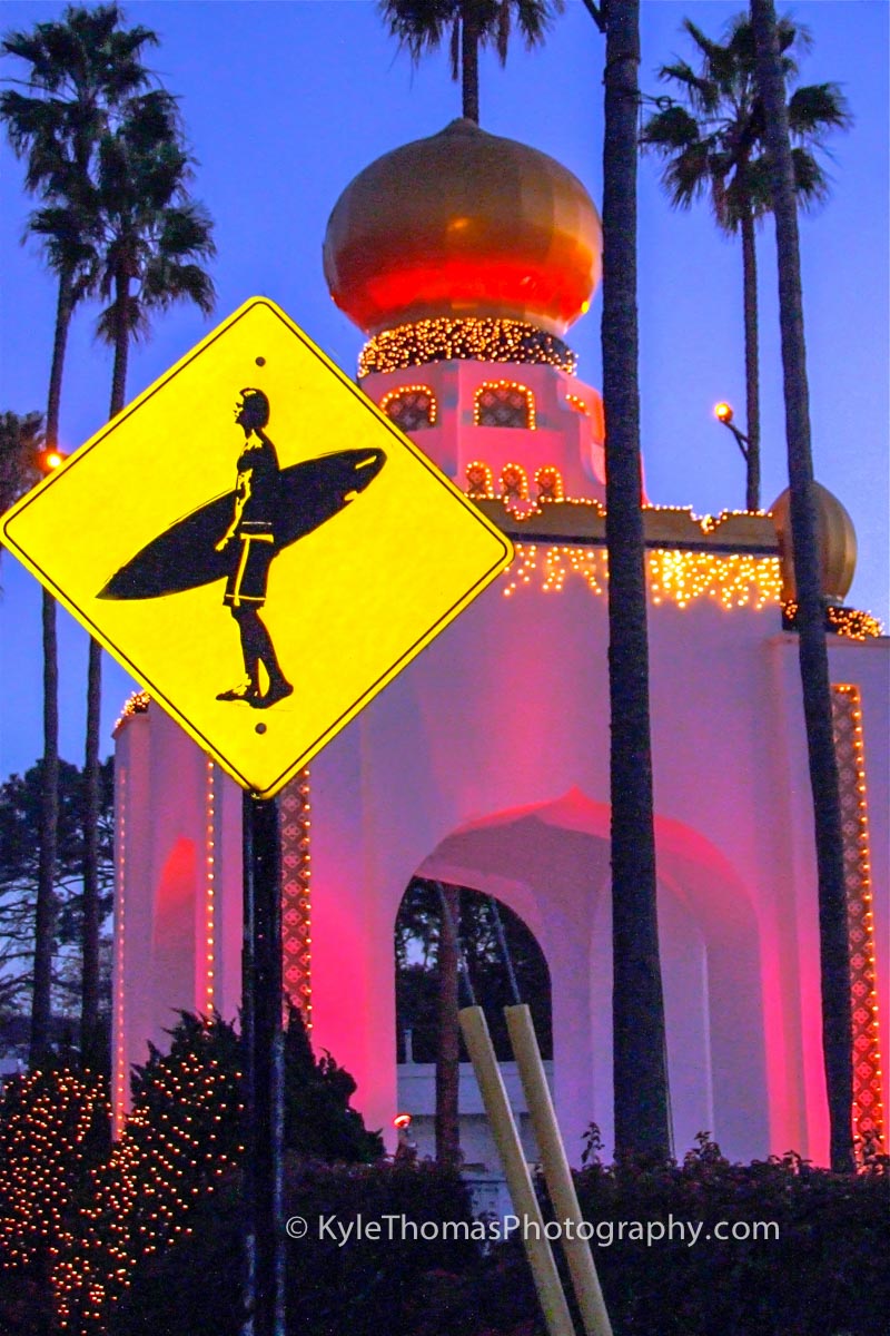 Swamis-Encinitas-Golden-Lotus-Tower-Surfer-Crossing-Kyle-Thomas-Photography