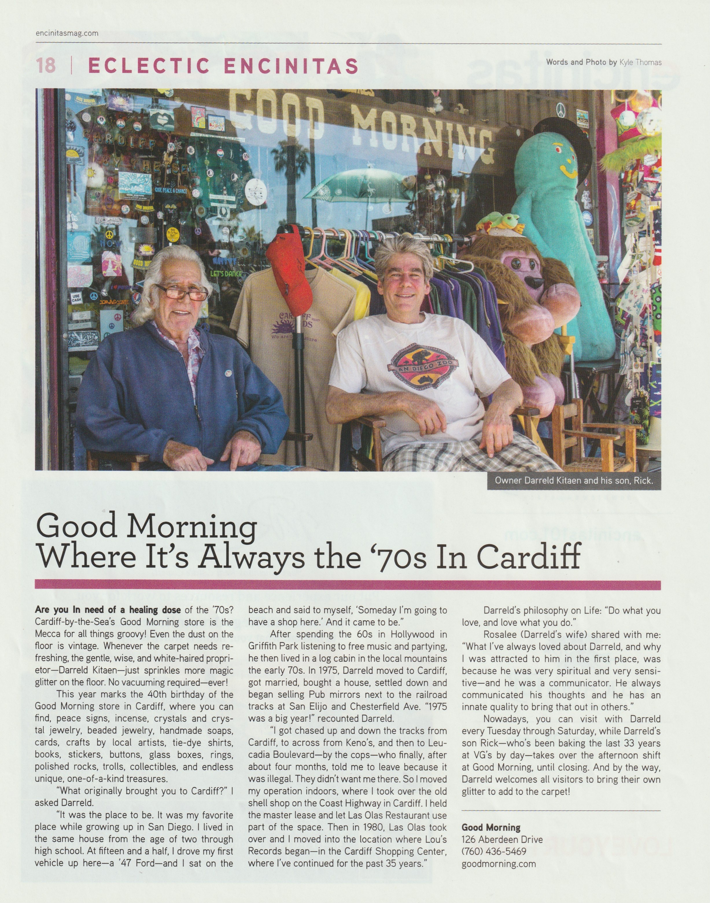 Good Morning Cardiff, as it ran in Encinitas Magazine, page 18