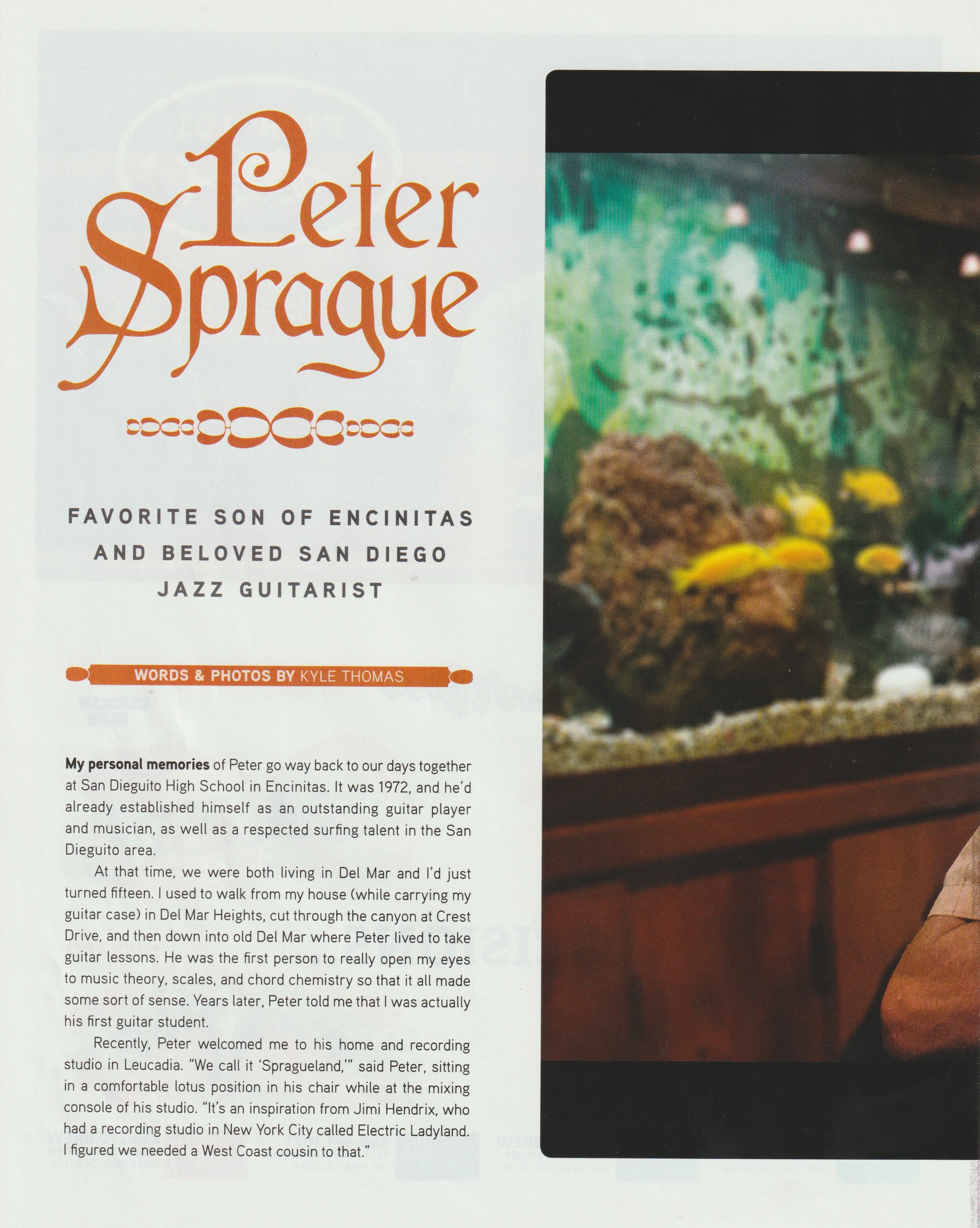 Peter Sprague, as it ran in Encinitas Magazine, page 34