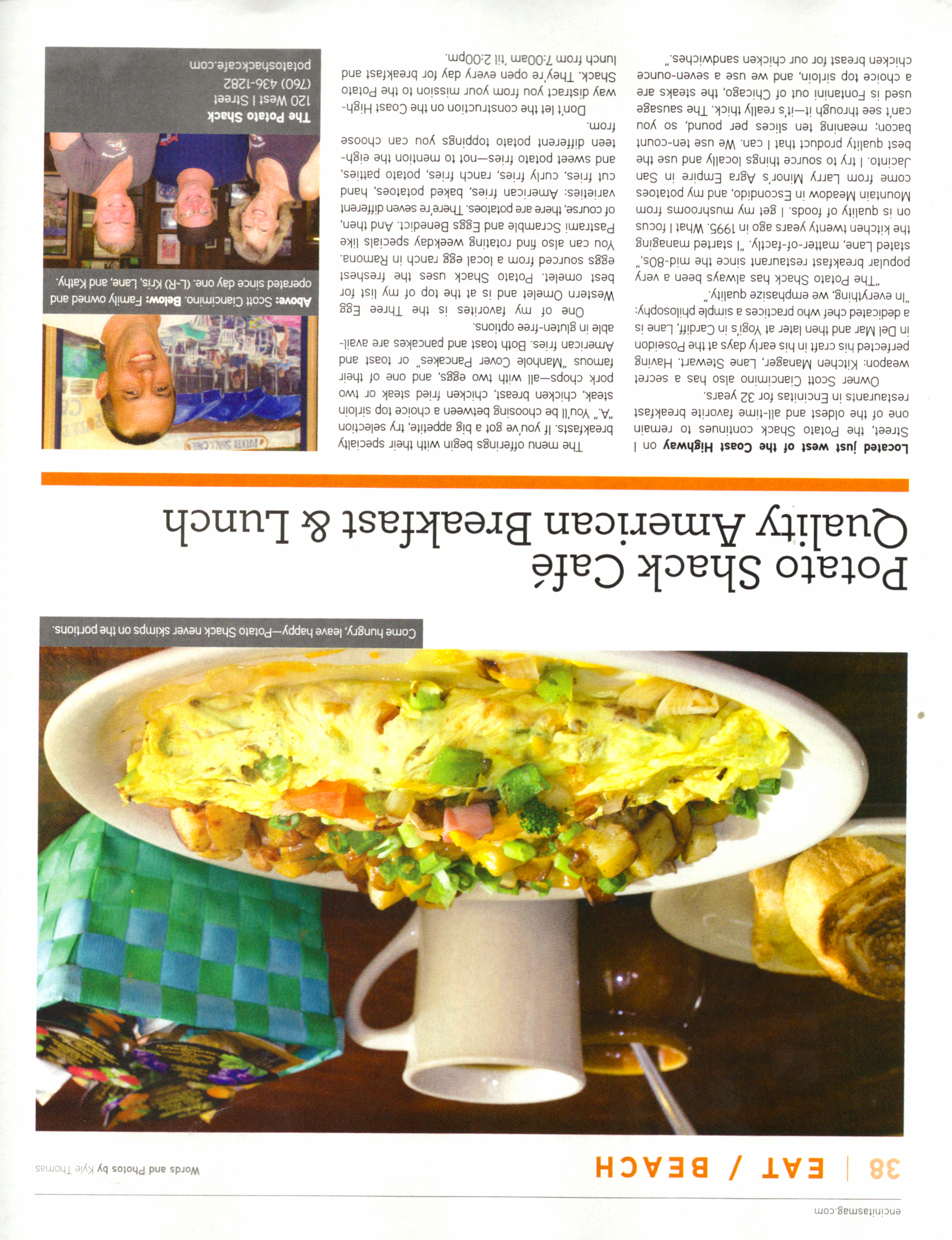 Potato Shack Café, as it ran in Encinitas Magazine, page 38
