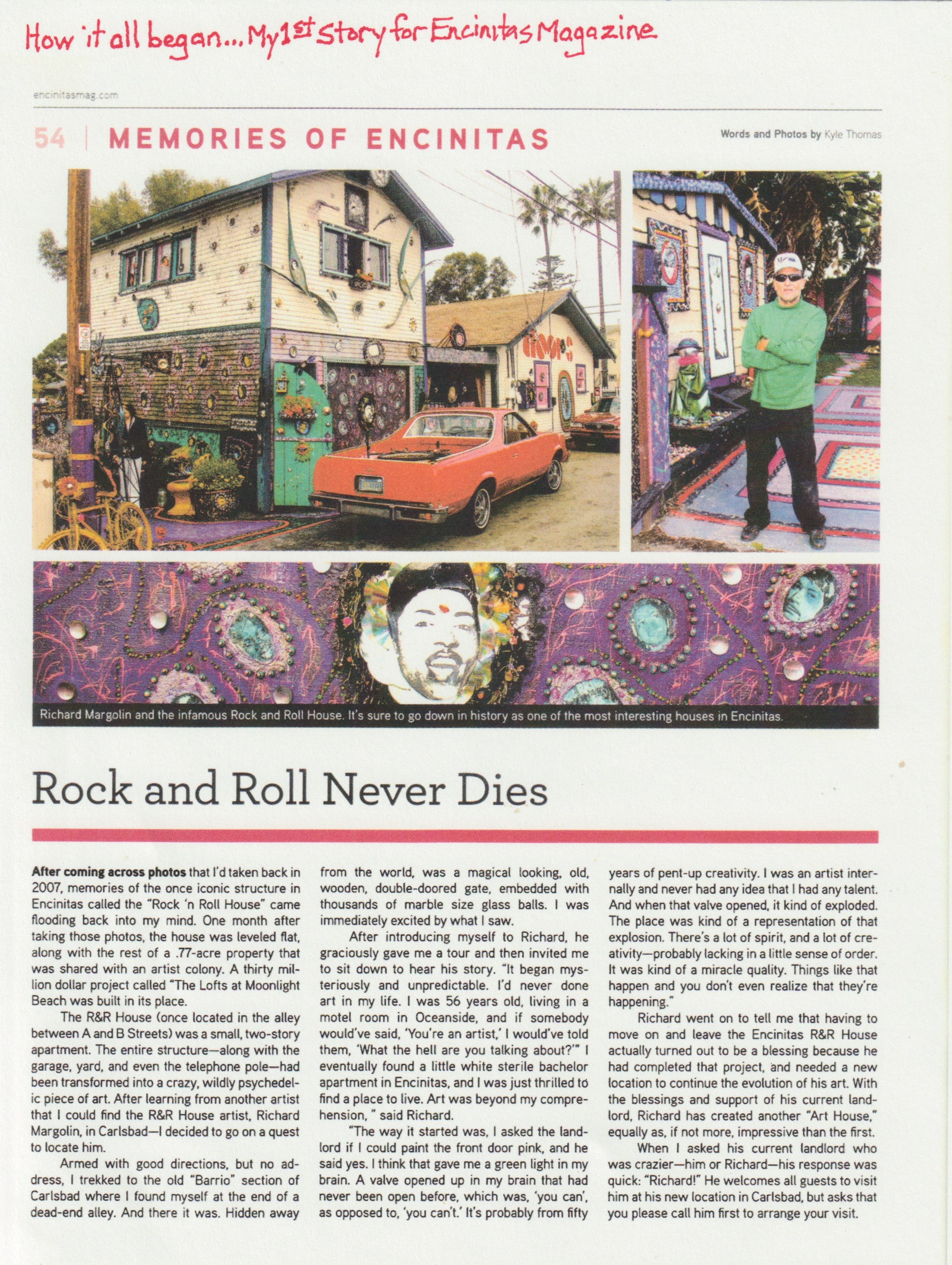 Rock and Roll Never Dies, as it ran in Encinitas Magazine, page 54