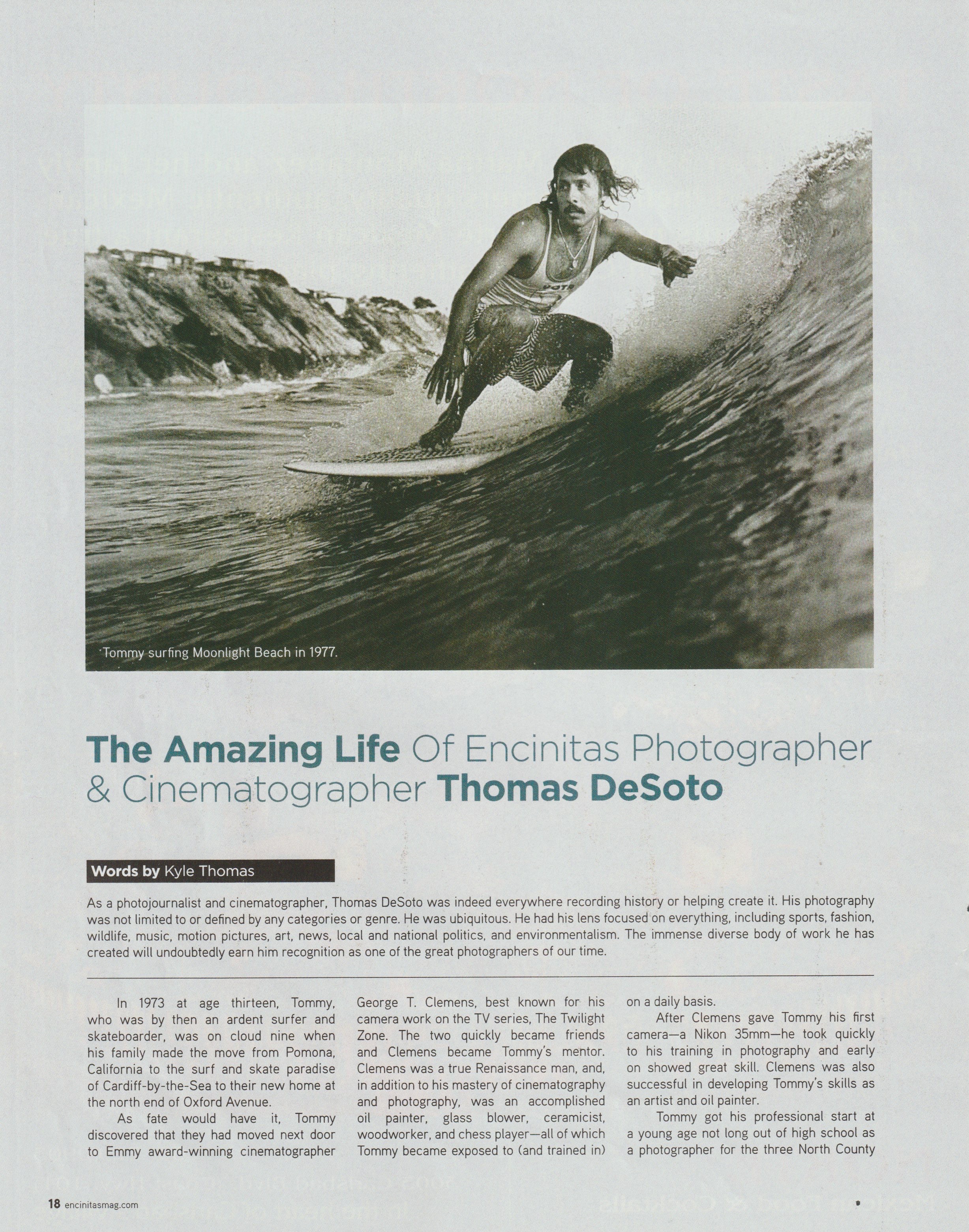 The Amazing Life of Thomas DeSoto, as it ran in Encinitas Magazine, page 18