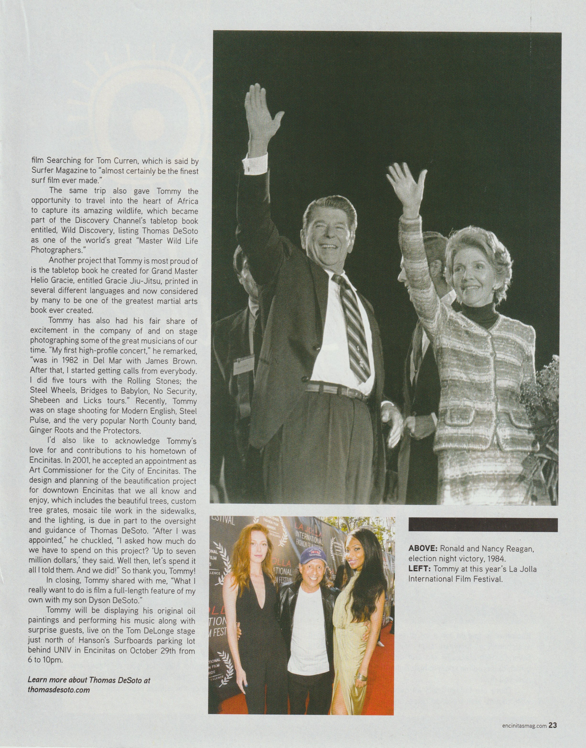 The Amazing Life of Thomas DeSoto, as it ran in Encinitas Magazine, page 23