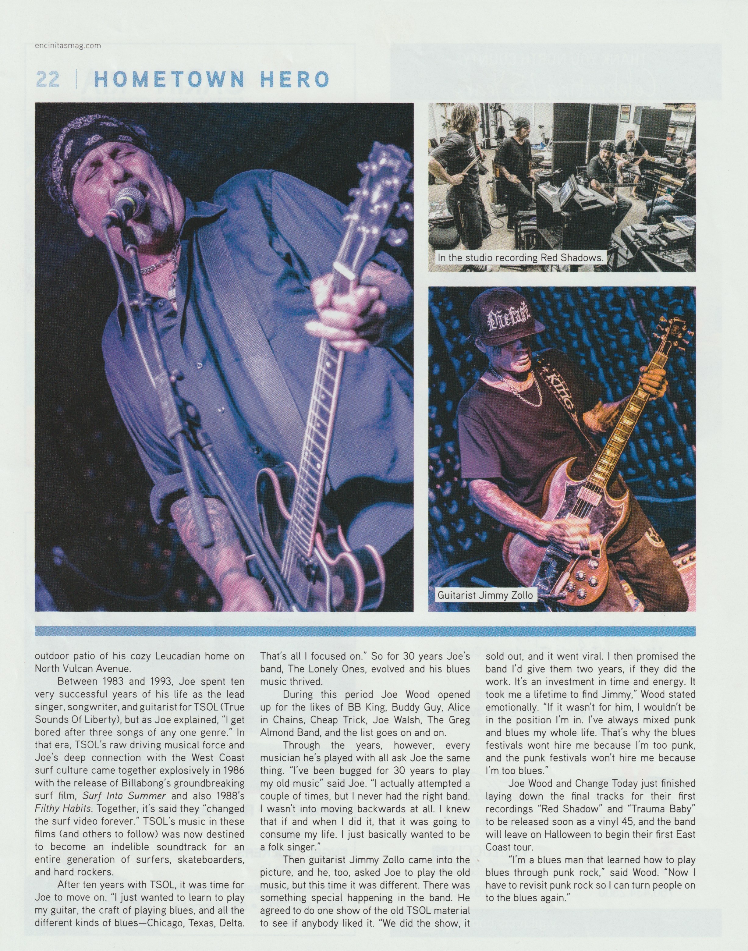 Encinitas Music Legend Joe Wood, as it ran in Encinitas Magazine, page 21