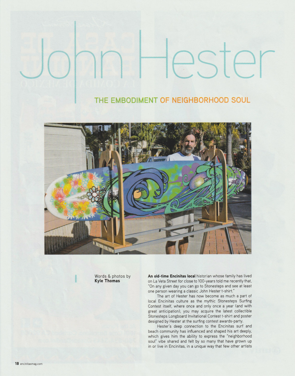 Page 18 of the John Hester story as printed in Encinitas Magazine, February/March 2020