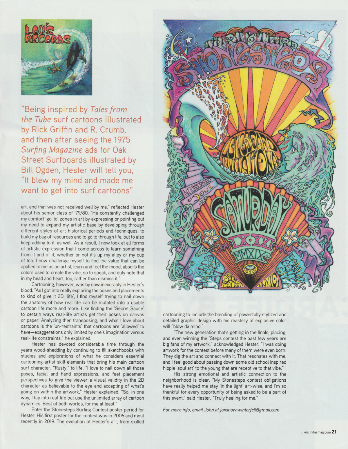 Page 21 of the John Hester story as printed in Encinitas Magazine, February/March 2020