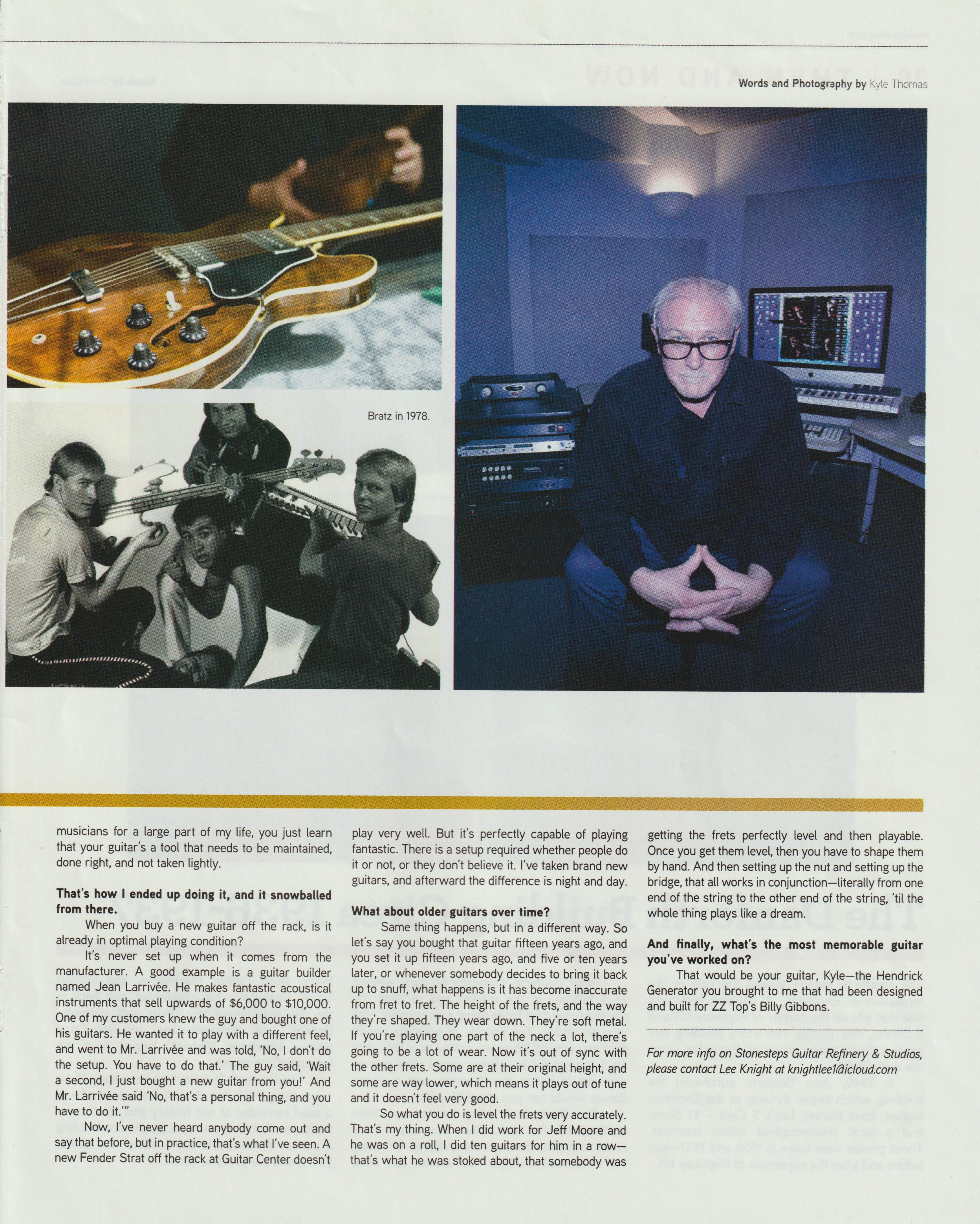 Stonesteps Guitar Refinery and Studios, as it ran in Encinitas Magazine, page 37