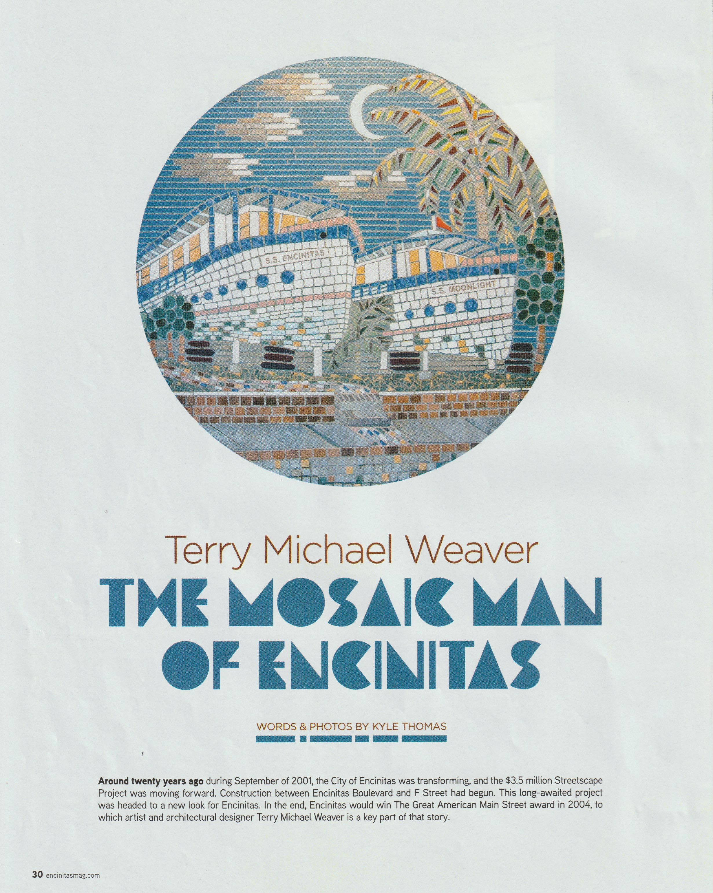 Terry Michael Weaver, as it ran in Encinitas Magazine, page 30