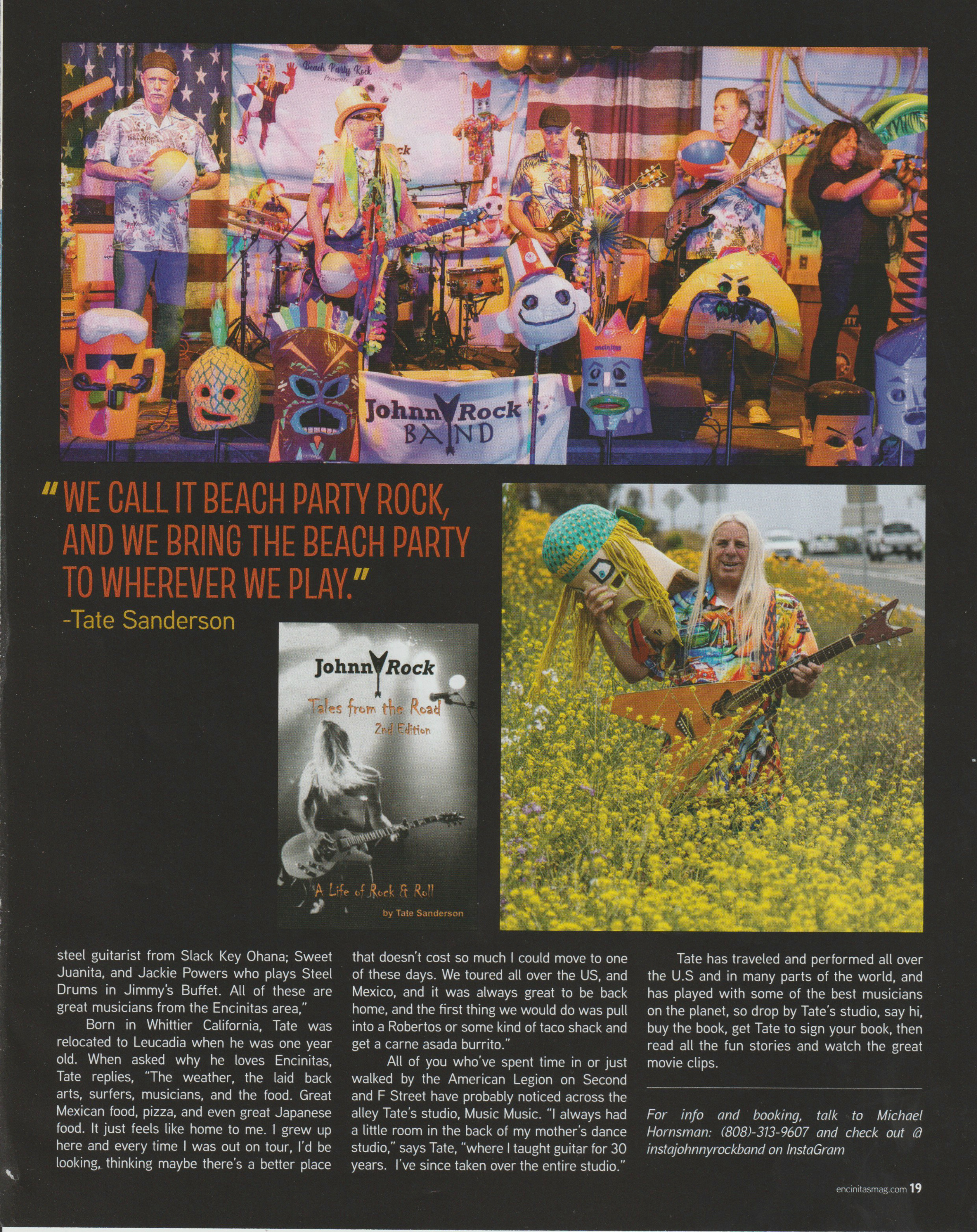Tate Sanderson is Johnny Rock, as it ran in Encinitas Magazine, page 19