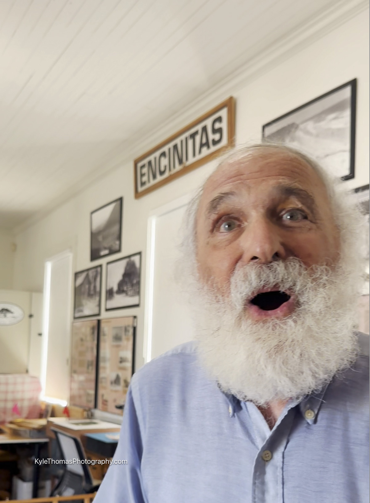 Hillel Schwartz mid-conversation in the schoolhouse gallery