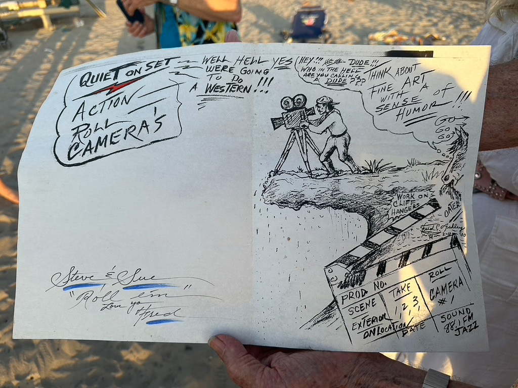 Fred Ashley sketch of a cameraman on a western film set
