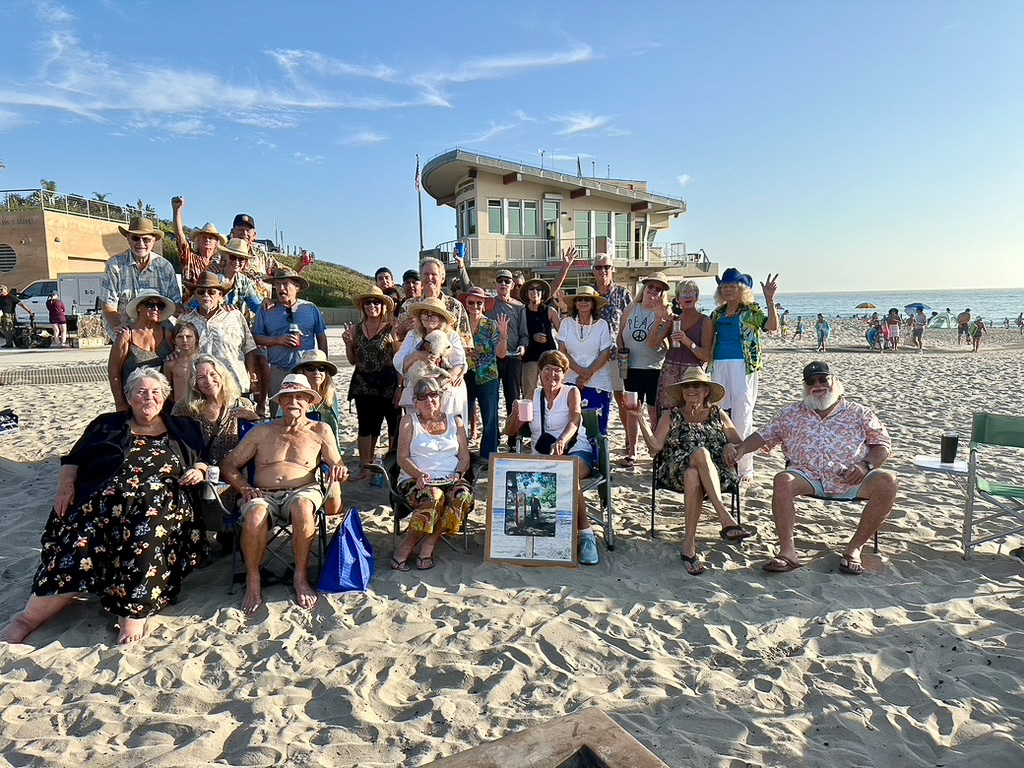 Friends of Fred Ashley gathered at his celebration of life, Moonlight Beach, Encinitas
